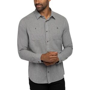Travis Mathew Men's Size Small Gray Cotton Cloud Flannel Button Down Shirt